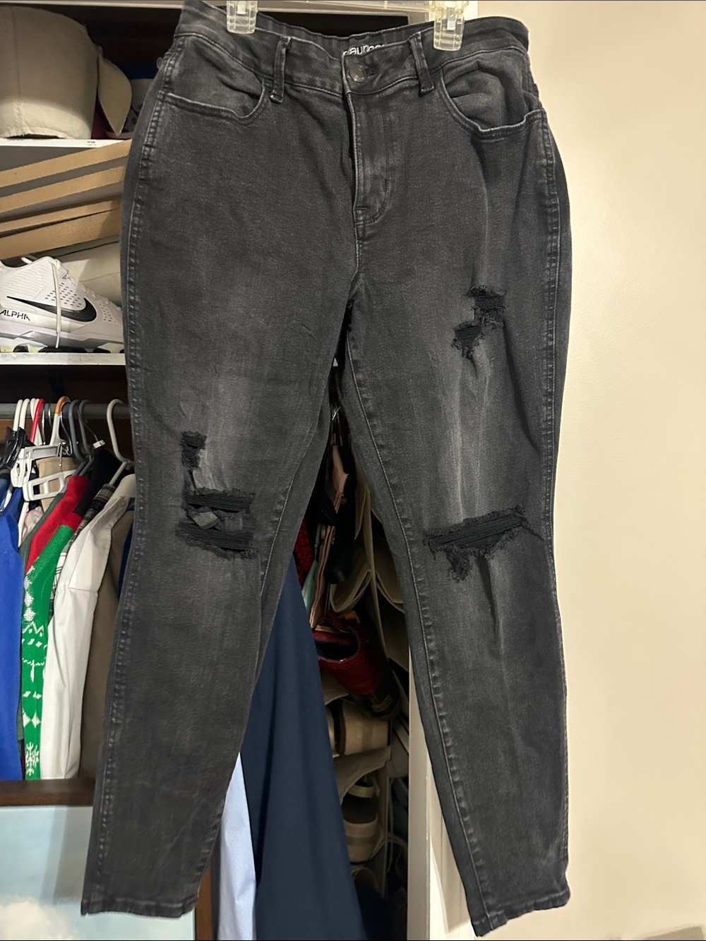 Maurices Black Distressed Skinny Jeans